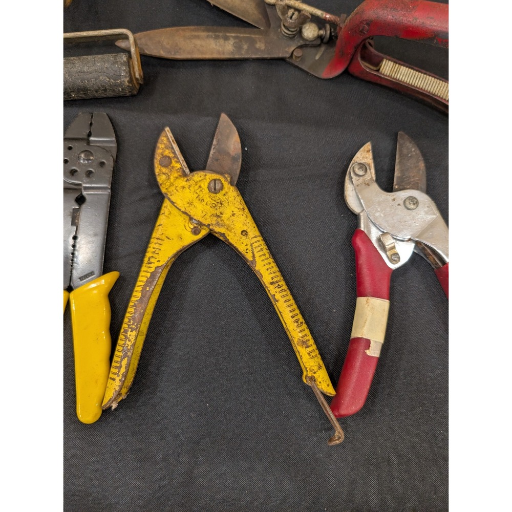 Vintage Tool Lot Brayer Roller Wire Crimpers Garden Shears Snips Pliers 6pc Set - Picture 3 of 6